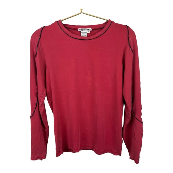 Winter Silks Red Long Sleeve Shirt Size‎ M Silk Spandex - Picture 1 of 7